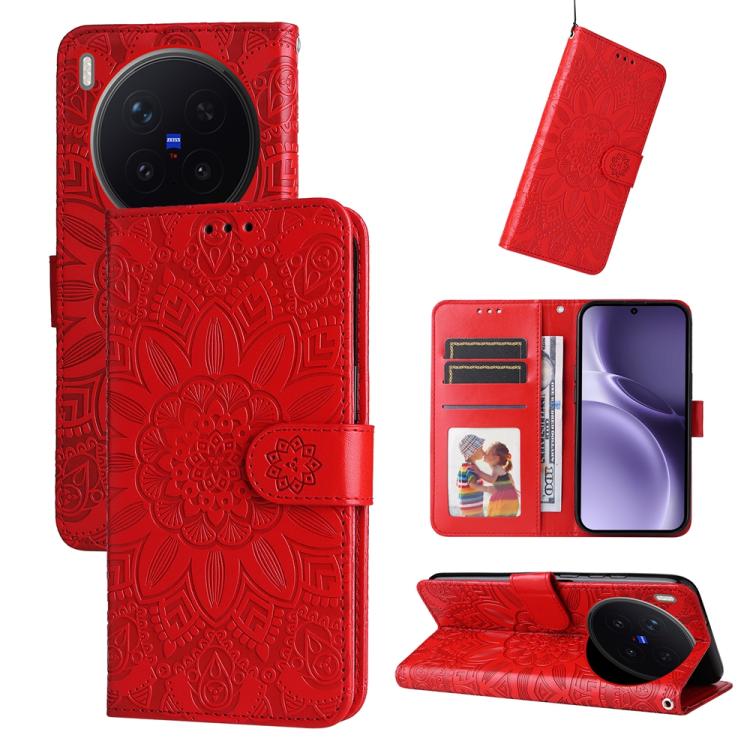 Custodia per telefono in pelle di girasole goffrata, For vivo Y500 Pro 5G, For vivo X300 Pro, For vivo X300, For vivo V60 Lite 4G / 5G