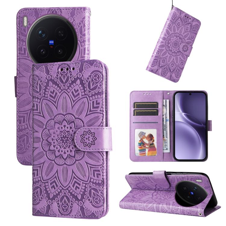 Custodia per telefono in pelle di girasole goffrata, For vivo Y500 Pro 5G, For vivo X300 Pro, For vivo X300, For vivo V60 Lite 4G / 5G