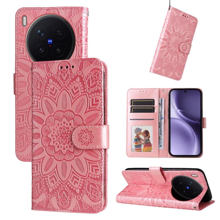 Custodia per telefono in pelle di girasole goffrata, For vivo Y500 Pro 5G, For vivo X300 Pro, For vivo X300, For vivo V60 Lite 4G / 5G