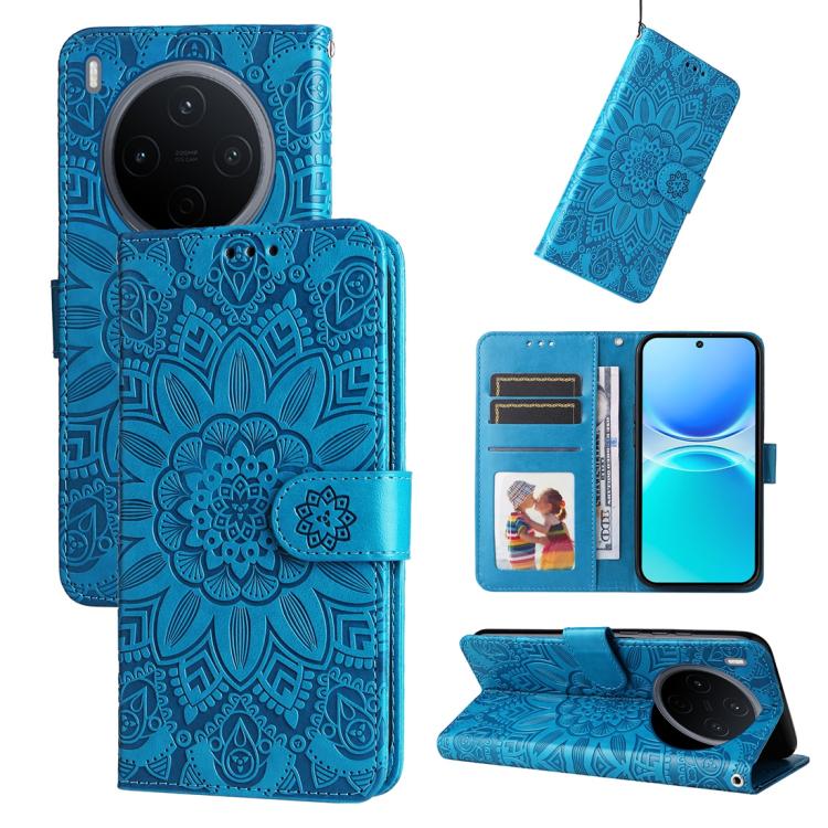 Custodia per telefono in pelle di girasole goffrata, For vivo Y500 Pro 5G, For vivo X300 Pro, For vivo X300, For vivo V60 Lite 4G / 5G