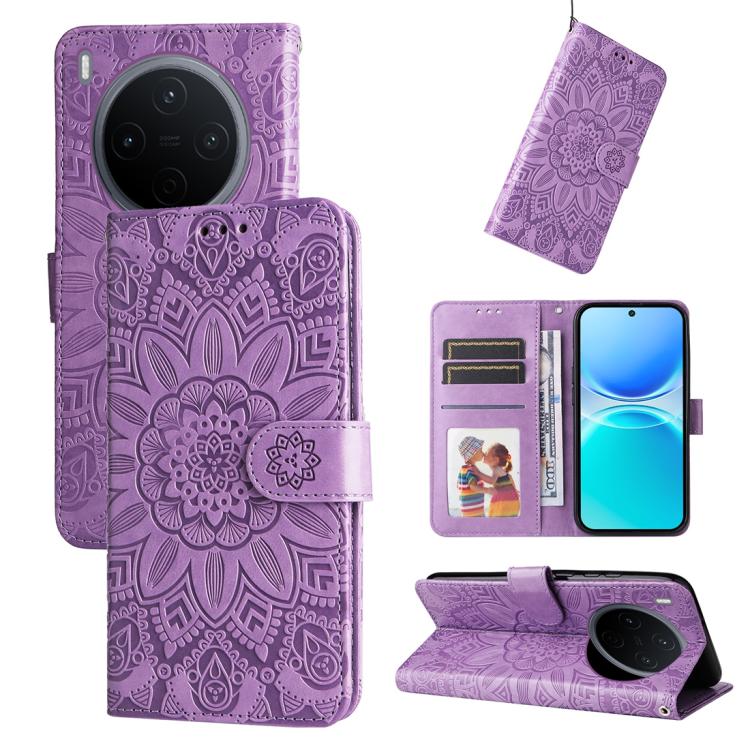 Custodia per telefono in pelle di girasole goffrata, For vivo Y500 Pro 5G, For vivo X300 Pro, For vivo X300, For vivo V60 Lite 4G / 5G