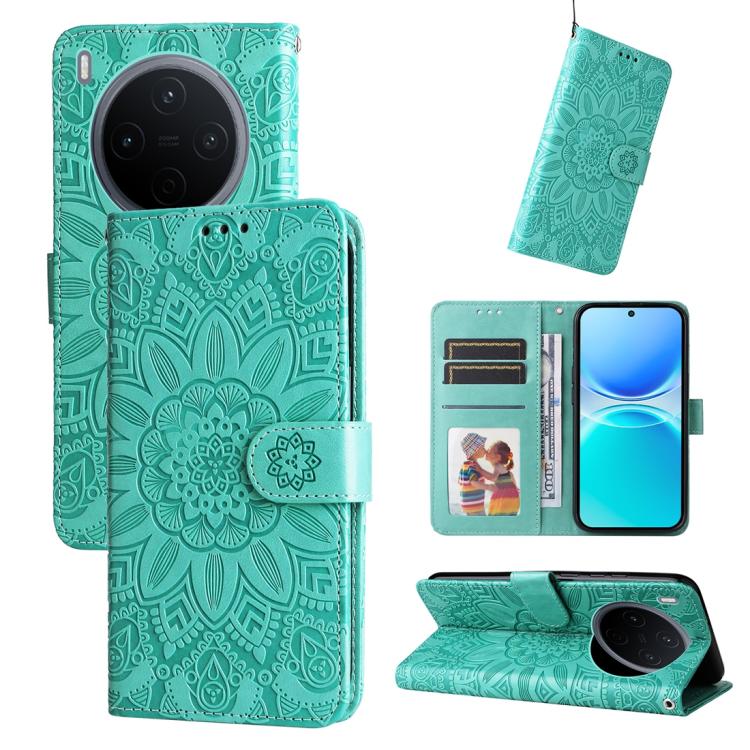 Custodia per telefono in pelle di girasole goffrata, For vivo Y500 Pro 5G, For vivo X300 Pro, For vivo X300, For vivo V60 Lite 4G / 5G