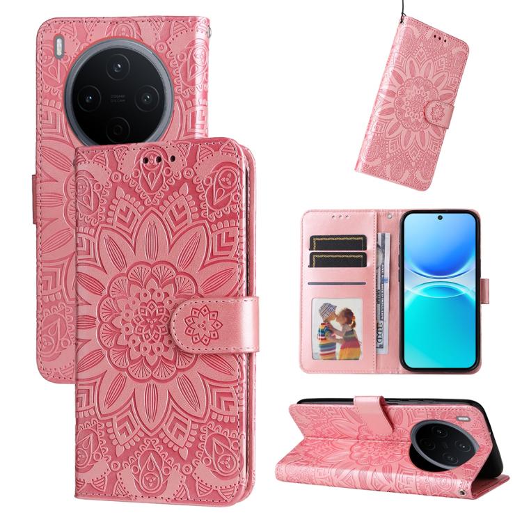 Custodia per telefono in pelle di girasole goffrata, For vivo Y500 Pro 5G, For vivo X300 Pro, For vivo X300, For vivo V60 Lite 4G / 5G