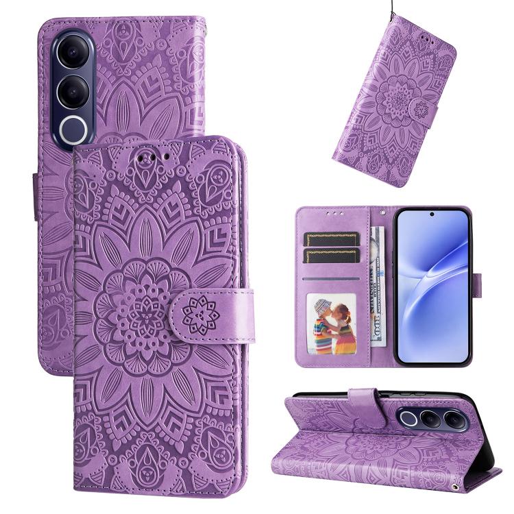 Custodia per telefono in pelle di girasole goffrata, For vivo Y600 Pro 5G, For vivo Y21 5G 2026 / vivo Y05 4G, For vivo V70 FE 5G, For vivo S50 5G / V70 5G