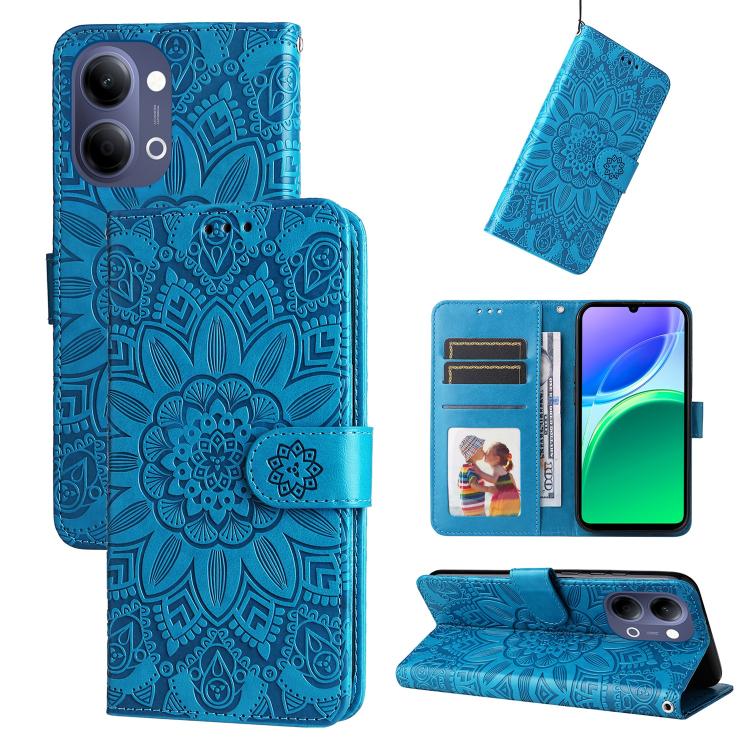 Custodia per telefono in pelle di girasole goffrata, For vivo Y600 Pro 5G, For vivo Y21 5G 2026 / vivo Y05 4G, For vivo V70 FE 5G, For vivo S50 5G / V70 5G