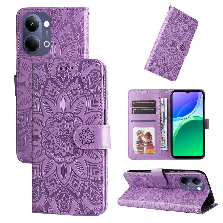 Custodia per telefono in pelle di girasole goffrata, For vivo Y600 Pro 5G, For vivo Y21 5G 2026 / vivo Y05 4G, For vivo V70 FE 5G, For vivo S50 5G / V70 5G