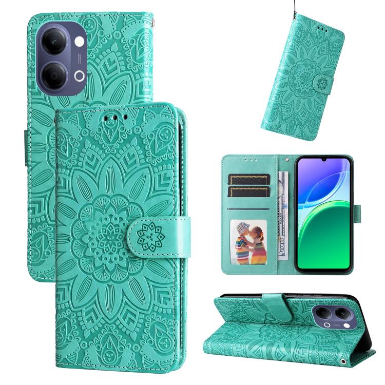 Custodia per telefono in pelle di girasole goffrata, For vivo Y600 Pro 5G, For vivo Y21 5G 2026 / vivo Y05 4G, For vivo V70 FE 5G, For vivo S50 5G / V70 5G
