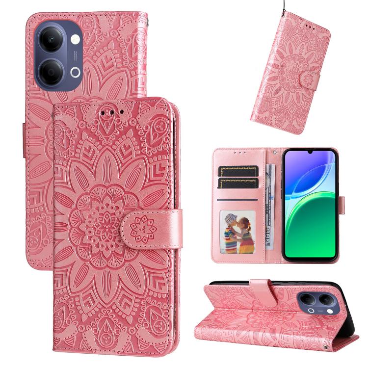 Custodia per telefono in pelle di girasole goffrata, For vivo Y600 Pro 5G, For vivo Y21 5G 2026 / vivo Y05 4G, For vivo V70 FE 5G, For vivo S50 5G / V70 5G