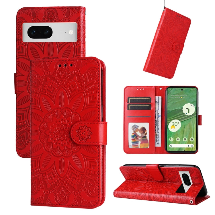Custodia per telefono in pelle di girasole goffrata, For Google Pixel 8, For Google Pixel 7a, For Google Pixel 7 Pro, For Google Pixel 7