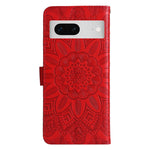 Custodia per telefono in pelle di girasole goffrata, For Google Pixel 7