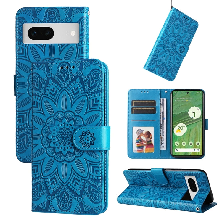 Custodia per telefono in pelle di girasole goffrata, For Google Pixel 8, For Google Pixel 7a, For Google Pixel 7 Pro, For Google Pixel 7