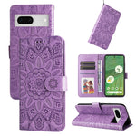 Custodia per telefono in pelle di girasole goffrata, For Google Pixel 8, For Google Pixel 7a, For Google Pixel 7 Pro, For Google Pixel 7