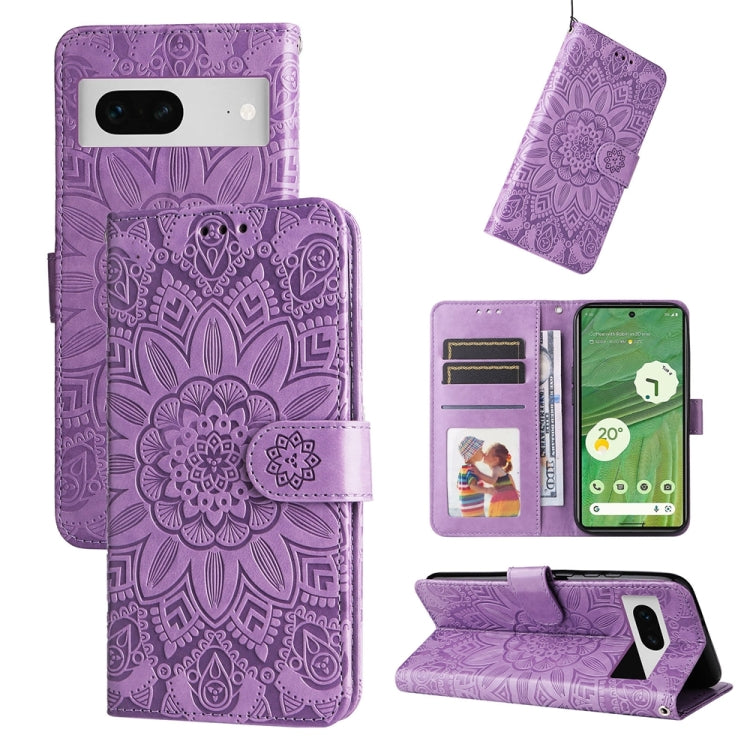 Custodia per telefono in pelle di girasole goffrata, For Google Pixel 8, For Google Pixel 7a, For Google Pixel 7 Pro, For Google Pixel 7