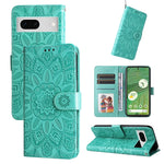 Custodia per telefono in pelle di girasole goffrata, For Google Pixel 8, For Google Pixel 7a, For Google Pixel 7 Pro, For Google Pixel 7
