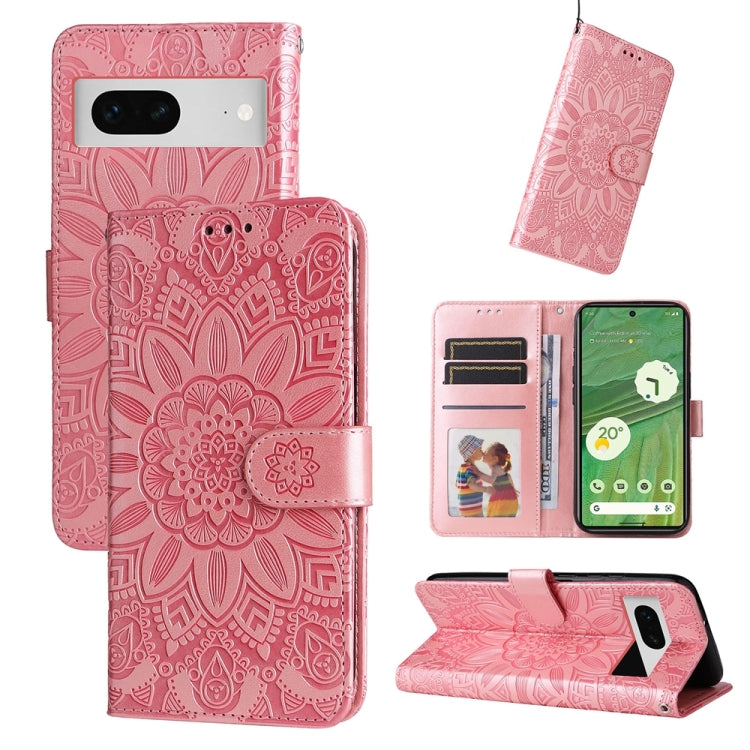 Custodia per telefono in pelle di girasole goffrata, For Google Pixel 8, For Google Pixel 7a, For Google Pixel 7 Pro, For Google Pixel 7
