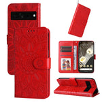Custodia per telefono in pelle di girasole goffrata, For Google Pixel 8, For Google Pixel 7a, For Google Pixel 7 Pro, For Google Pixel 7