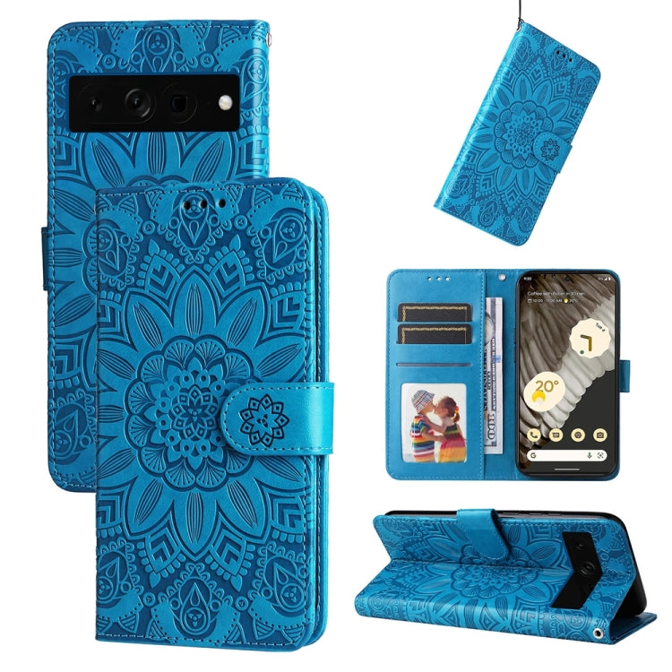 Custodia per telefono in pelle di girasole goffrata, For Google Pixel 8, For Google Pixel 7a, For Google Pixel 7 Pro, For Google Pixel 7
