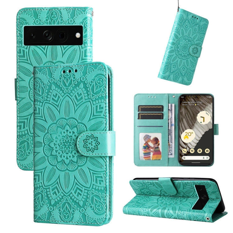Custodia per telefono in pelle di girasole goffrata, For Google Pixel 8, For Google Pixel 7a, For Google Pixel 7 Pro, For Google Pixel 7