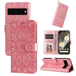 Custodia per telefono in pelle di girasole goffrata, For Google Pixel 8, For Google Pixel 7a, For Google Pixel 7 Pro, For Google Pixel 7