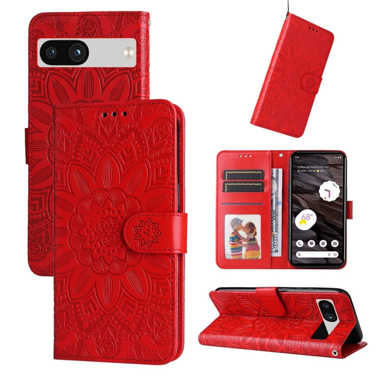 Custodia per telefono in pelle di girasole goffrata, For Google Pixel 8, For Google Pixel 7a, For Google Pixel 7 Pro, For Google Pixel 7
