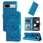 Custodia per telefono in pelle di girasole goffrata, For Google Pixel 8, For Google Pixel 7a, For Google Pixel 7 Pro, For Google Pixel 7