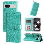 Custodia per telefono in pelle di girasole goffrata, For Google Pixel 8, For Google Pixel 7a, For Google Pixel 7 Pro, For Google Pixel 7