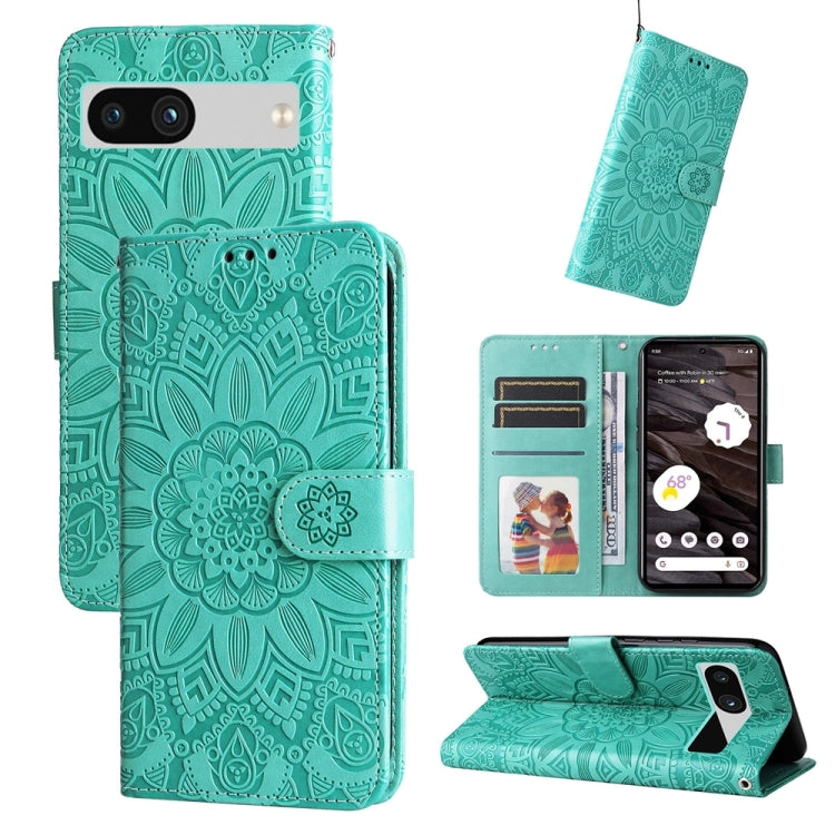 Custodia per telefono in pelle di girasole goffrata, For Google Pixel 8, For Google Pixel 7a, For Google Pixel 7 Pro, For Google Pixel 7
