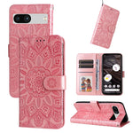 Custodia per telefono in pelle di girasole goffrata, For Google Pixel 8, For Google Pixel 7a, For Google Pixel 7 Pro, For Google Pixel 7
