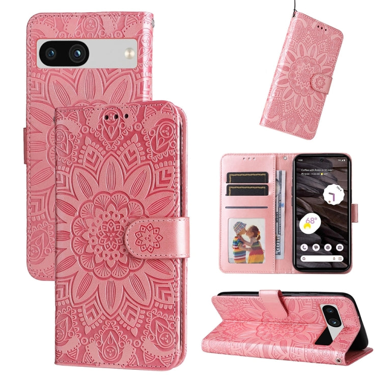 Custodia per telefono in pelle di girasole goffrata, For Google Pixel 8, For Google Pixel 7a, For Google Pixel 7 Pro, For Google Pixel 7
