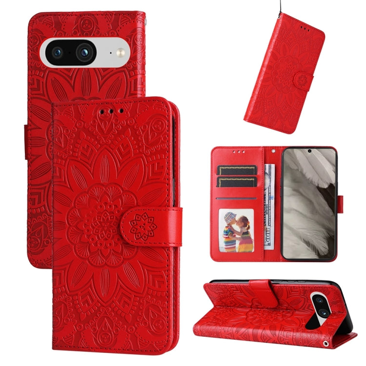 Custodia per telefono in pelle di girasole goffrata, For Google Pixel 8, For Google Pixel 7a, For Google Pixel 7 Pro, For Google Pixel 7
