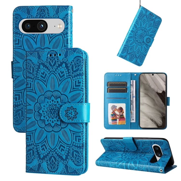 Custodia per telefono in pelle di girasole goffrata, For Google Pixel 8, For Google Pixel 7a, For Google Pixel 7 Pro, For Google Pixel 7