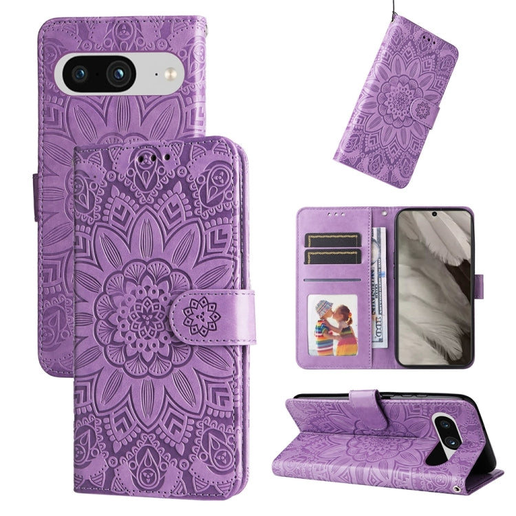 Custodia per telefono in pelle di girasole goffrata, For Google Pixel 8, For Google Pixel 7a, For Google Pixel 7 Pro, For Google Pixel 7