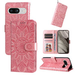 Custodia per telefono in pelle di girasole goffrata, For Google Pixel 8, For Google Pixel 7a, For Google Pixel 7 Pro, For Google Pixel 7