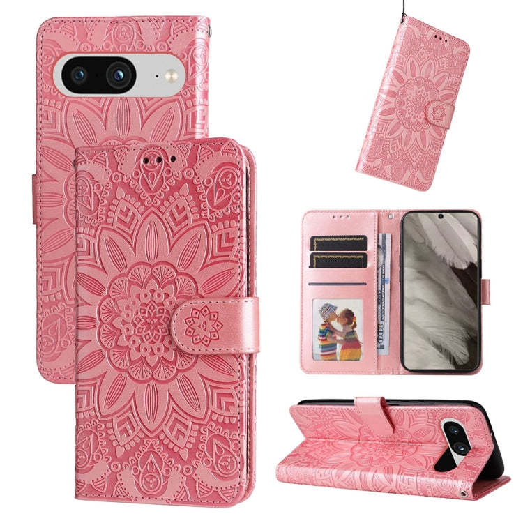 Custodia per telefono in pelle di girasole goffrata, For Google Pixel 8, For Google Pixel 7a, For Google Pixel 7 Pro, For Google Pixel 7