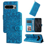 Custodia per telefono in pelle di girasole goffrata, For Google Pixel 9 Pro, For Google Pixel 9, For Google Pixel 8a, For Google Pixel 8 Pro