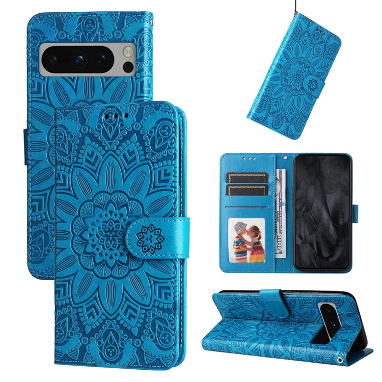 Custodia per telefono in pelle di girasole goffrata, For Google Pixel 9 Pro, For Google Pixel 9, For Google Pixel 8a, For Google Pixel 8 Pro