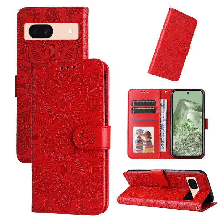 Custodia per telefono in pelle di girasole goffrata, For Google Pixel 9 Pro, For Google Pixel 9, For Google Pixel 8a, For Google Pixel 8 Pro