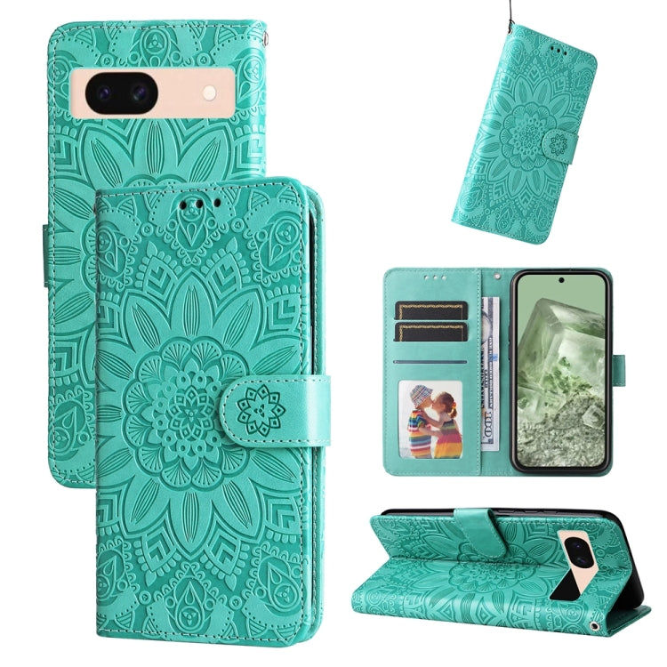 Custodia per telefono in pelle di girasole goffrata, For Google Pixel 9 Pro, For Google Pixel 9, For Google Pixel 8a, For Google Pixel 8 Pro