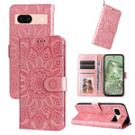 Custodia per telefono in pelle di girasole goffrata, For Google Pixel 9 Pro, For Google Pixel 9, For Google Pixel 8a, For Google Pixel 8 Pro