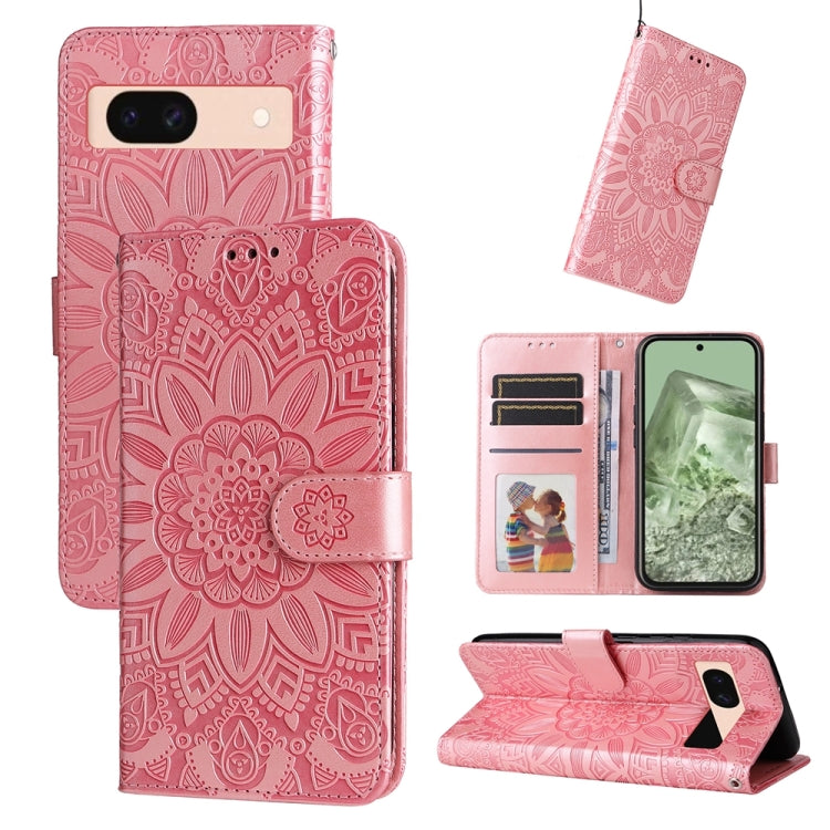Custodia per telefono in pelle di girasole goffrata, For Google Pixel 9 Pro, For Google Pixel 9, For Google Pixel 8a, For Google Pixel 8 Pro