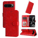 Custodia per telefono in pelle di girasole goffrata, For Google Pixel 9 Pro, For Google Pixel 9, For Google Pixel 8a, For Google Pixel 8 Pro