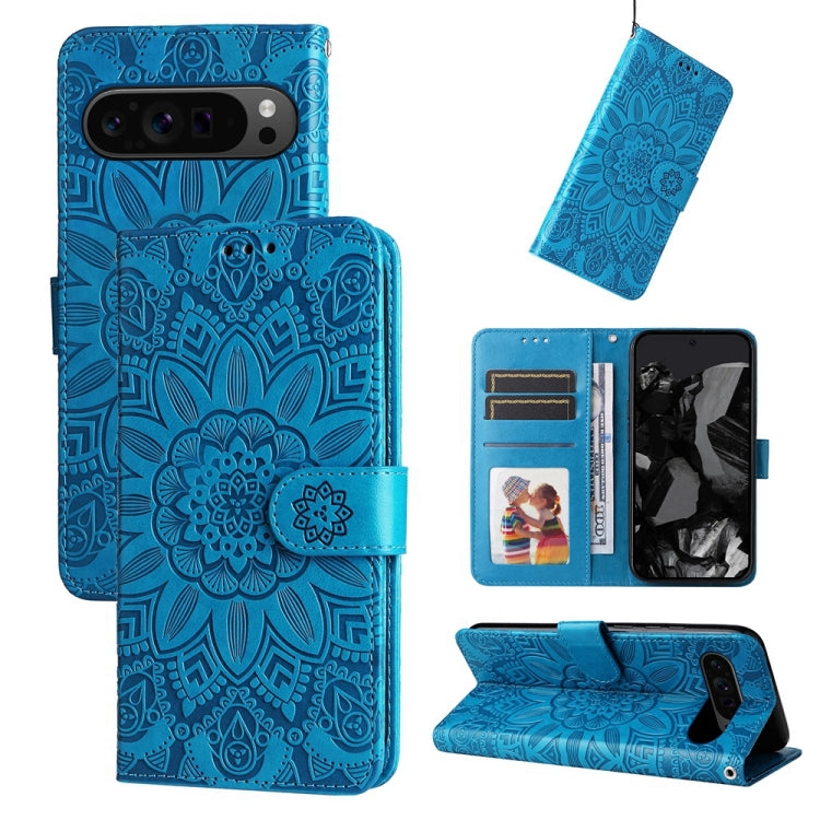 Custodia per telefono in pelle di girasole goffrata, For Google Pixel 9 Pro, For Google Pixel 9, For Google Pixel 8a, For Google Pixel 8 Pro