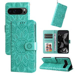 Custodia per telefono in pelle di girasole goffrata, For Google Pixel 9 Pro, For Google Pixel 9, For Google Pixel 8a, For Google Pixel 8 Pro
