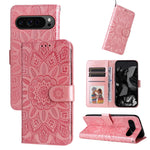 Custodia per telefono in pelle di girasole goffrata, For Google Pixel 9 Pro, For Google Pixel 9, For Google Pixel 8a, For Google Pixel 8 Pro