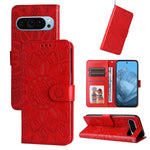 Custodia per telefono in pelle di girasole goffrata, For Google Pixel 9 Pro, For Google Pixel 9, For Google Pixel 8a, For Google Pixel 8 Pro