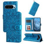 Custodia per telefono in pelle di girasole goffrata, For Google Pixel 9 Pro, For Google Pixel 9, For Google Pixel 8a, For Google Pixel 8 Pro