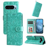 Custodia per telefono in pelle di girasole goffrata, For Google Pixel 9 Pro, For Google Pixel 9, For Google Pixel 8a, For Google Pixel 8 Pro
