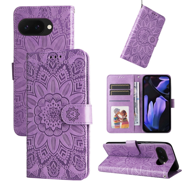Custodia per telefono in pelle di girasole goffrata, For Google Pixel 11 Pro XL, For Google Pixel 11 / Pixel 11 Pro, For Google Pixel 10a, For Google Pixel 9a