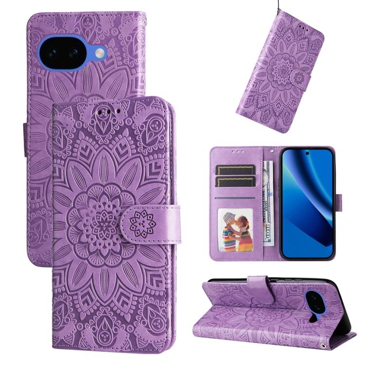 Custodia per telefono in pelle di girasole goffrata, For Google Pixel 11 Pro XL, For Google Pixel 11 / Pixel 11 Pro, For Google Pixel 10a, For Google Pixel 9a