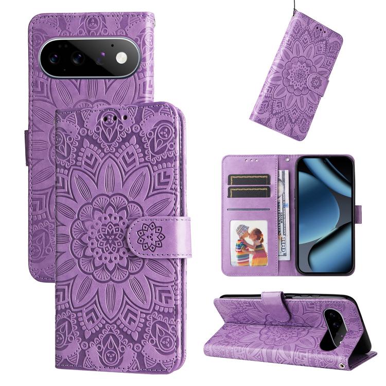 Custodia per telefono in pelle di girasole goffrata, For Google Pixel 11 Pro XL, For Google Pixel 11 / Pixel 11 Pro, For Google Pixel 10a, For Google Pixel 9a